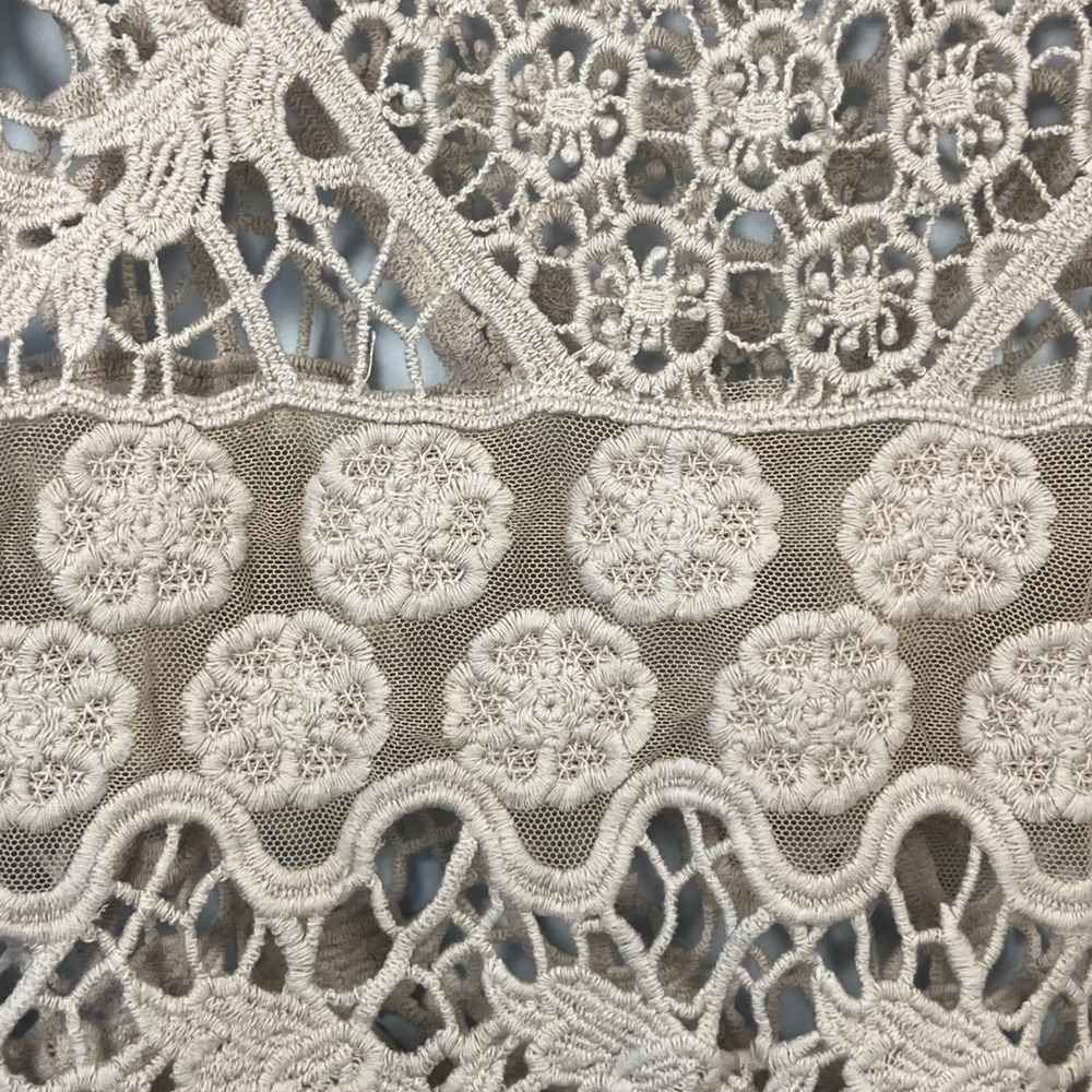 Love‎ Boho Cream Crochet Medium Tank Top Cottagecore Beach Vibes Costal Grandma - Picture 2 of 5